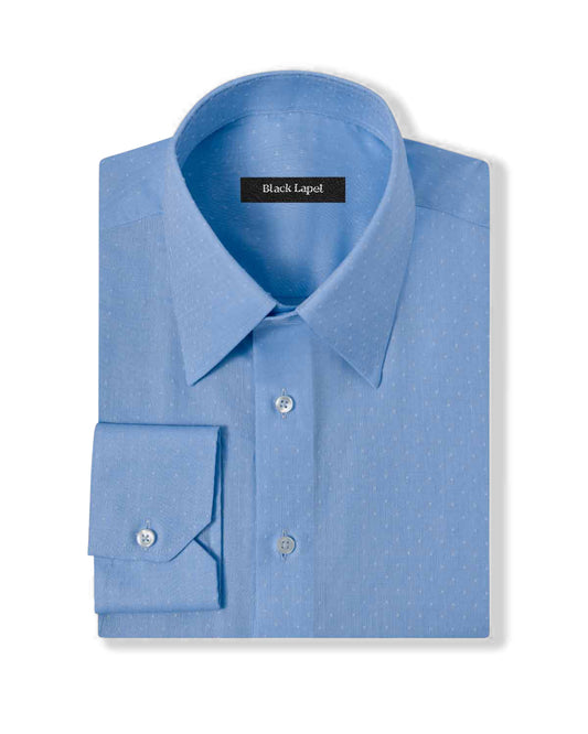 Natural Stretch Light Blue Ditsy Print Dress Shirt 1