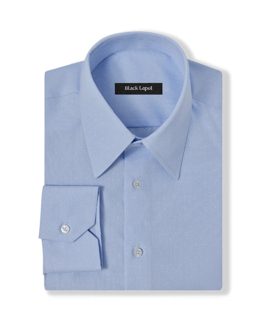 Easy-Care Light Blue Dot Weave Dress Shirt 1