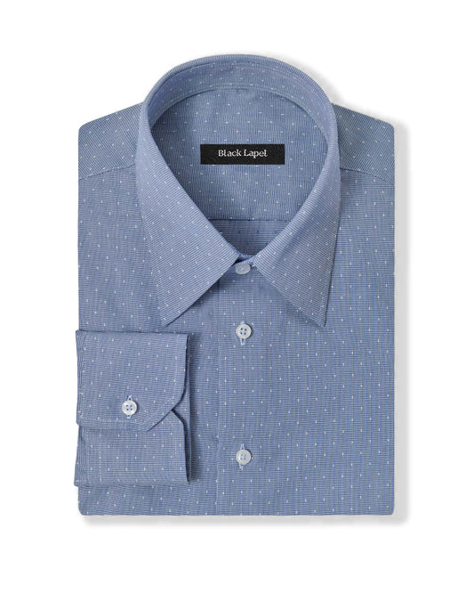 Easy-Care Blue Dot Weave Dress Shirt 1