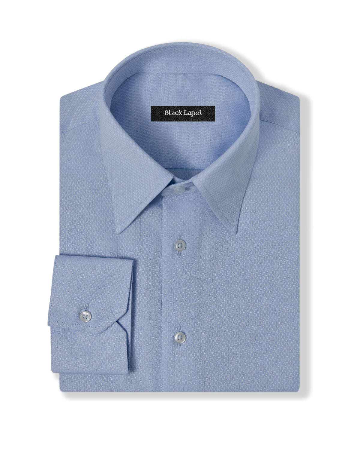 Easy-Care Light Blue Diamond Weave Custom Dress Shirt