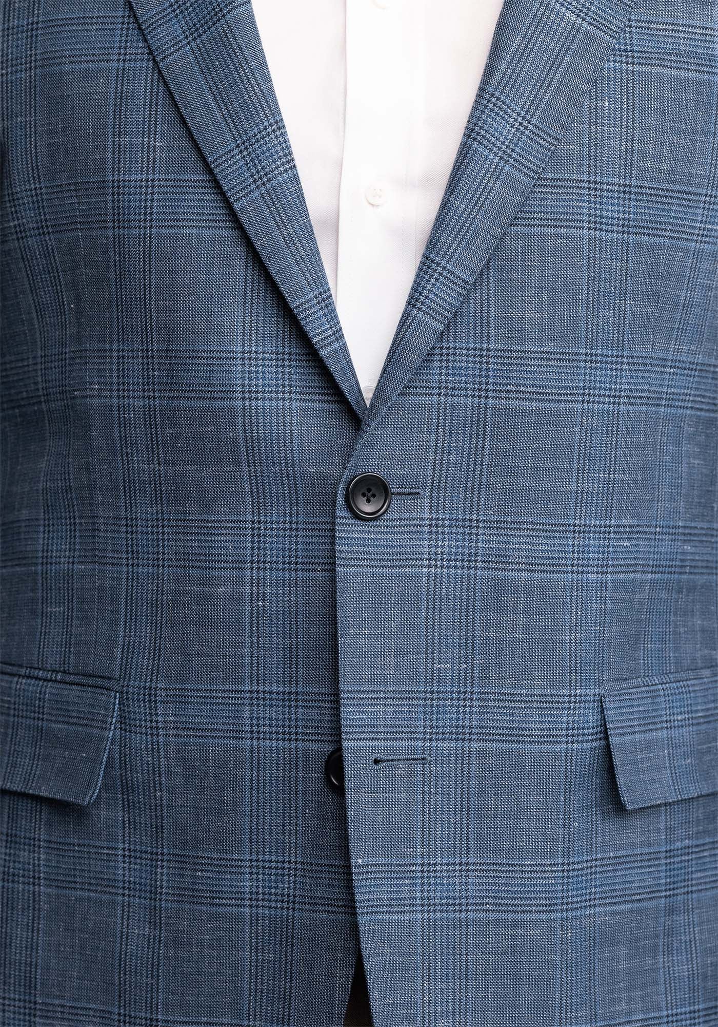 Blue Glen Plaid Wool Silk Linen Blazer