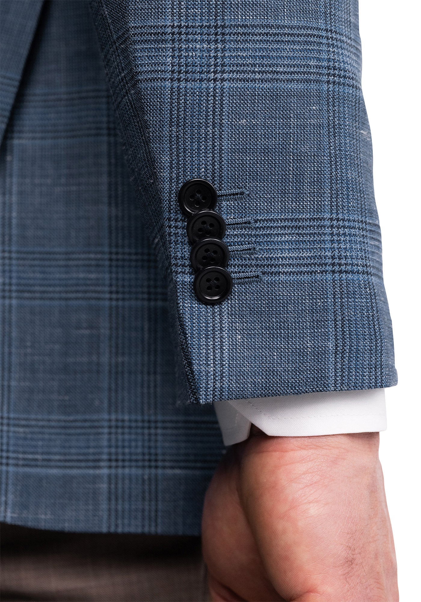 Blue Glen Plaid Wool Silk Linen Blazer
