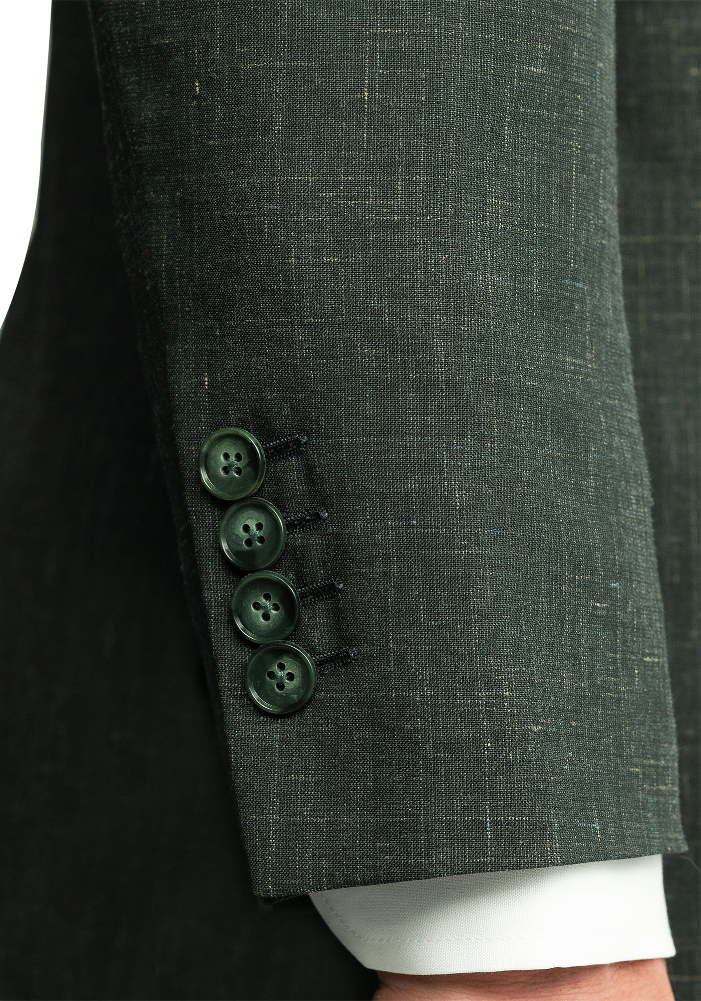 Forest Green Wool Silk Linen Blend Suit