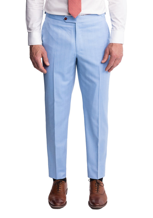 Light Blue Herringbone Wool Dress Pants