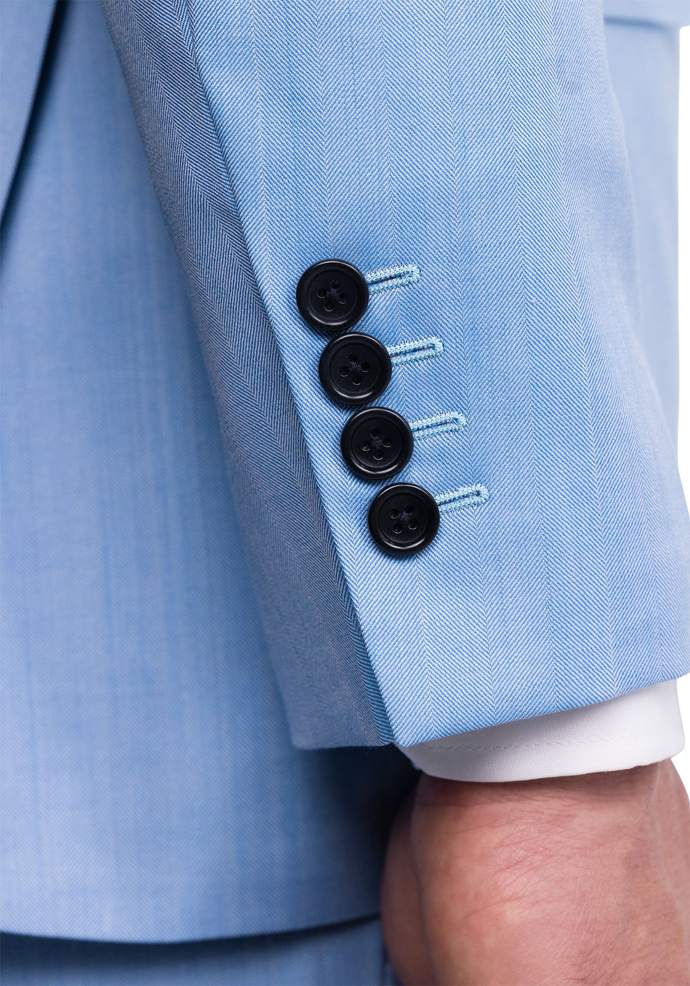 Light Blue Herringbone Wool Blazer