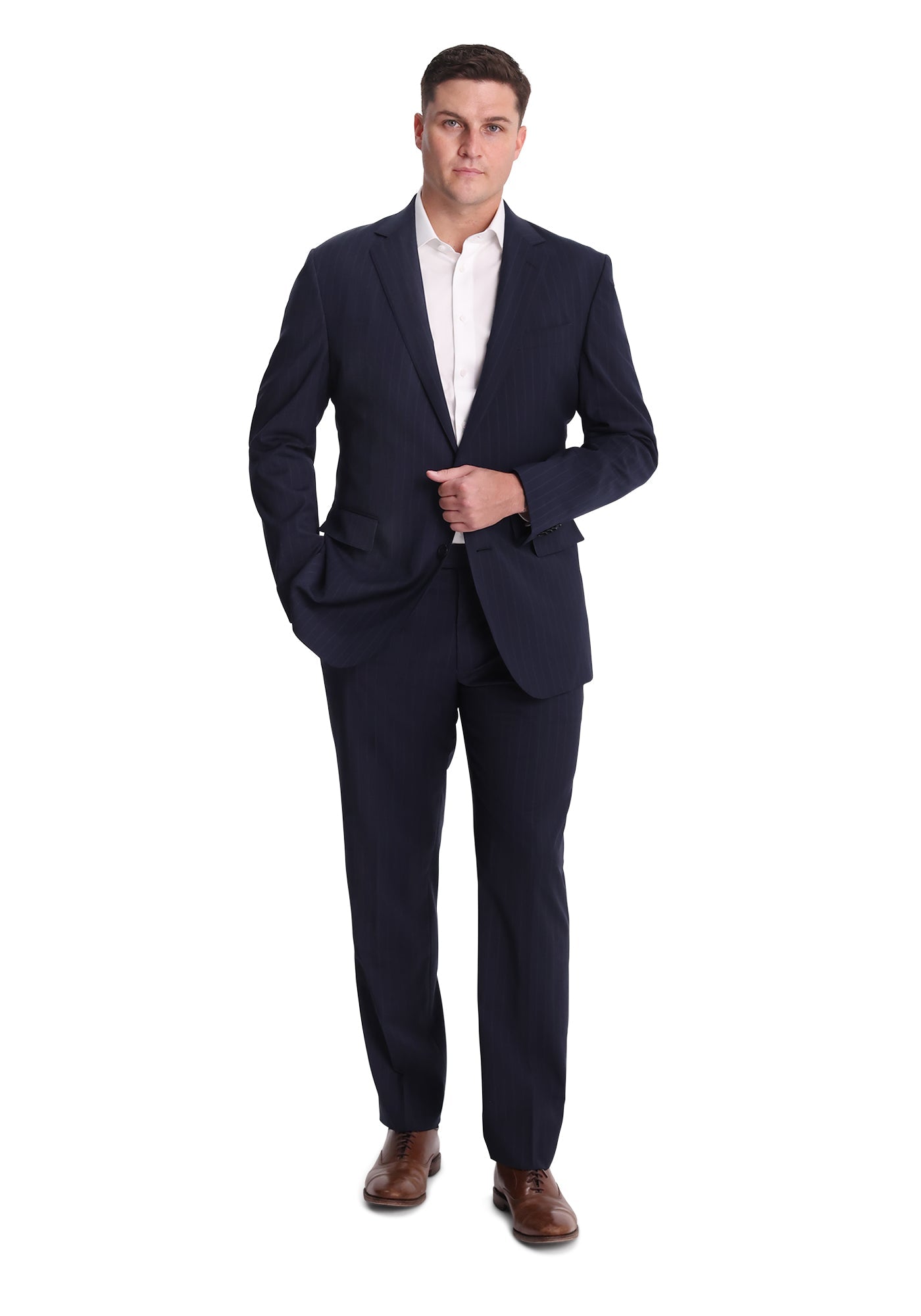 Blue-on-Blue Pinstripe Stretch Fresco Blazer-2