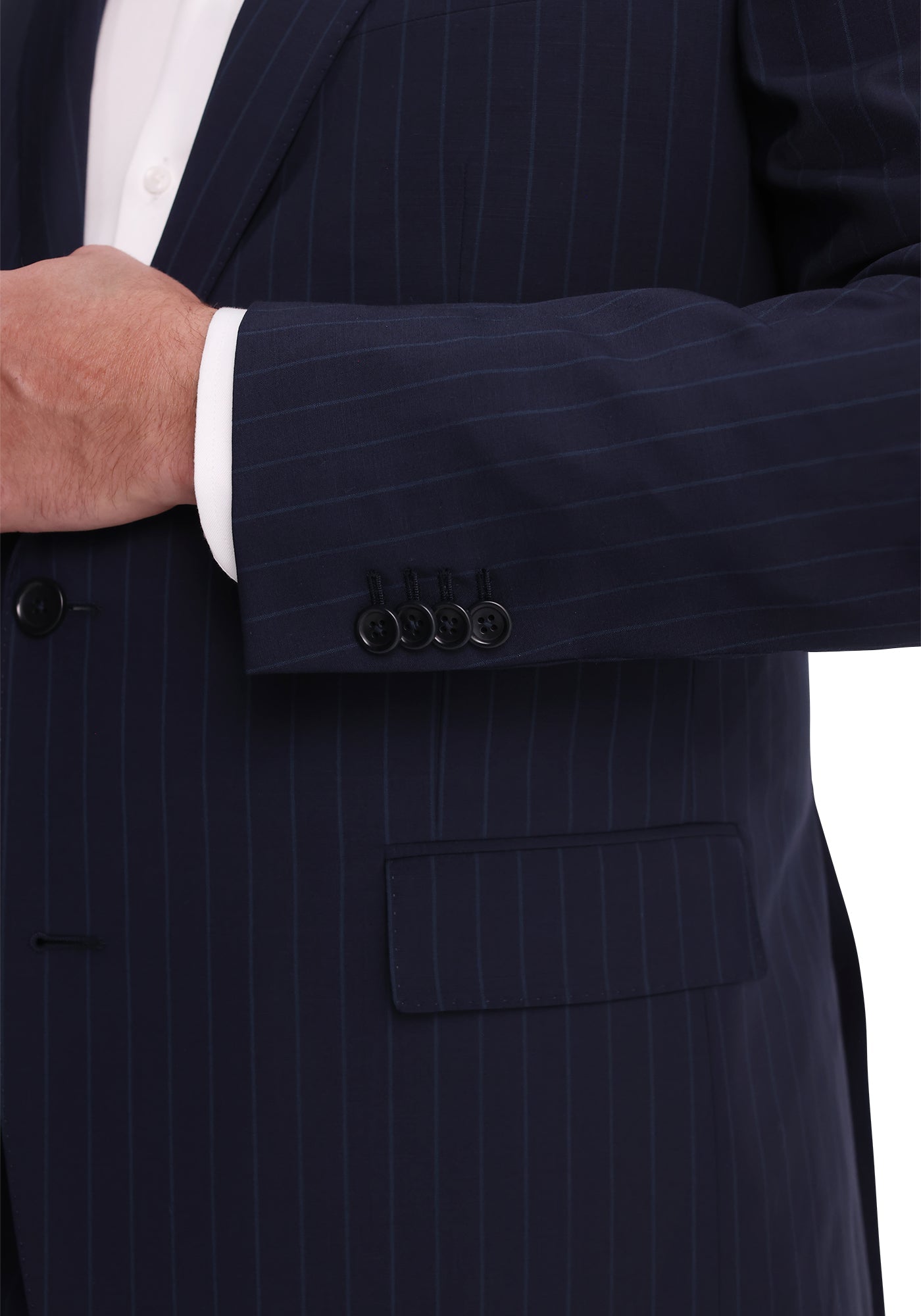 Blue-on-Blue Pinstripe Stretch Fresco Blazer-5