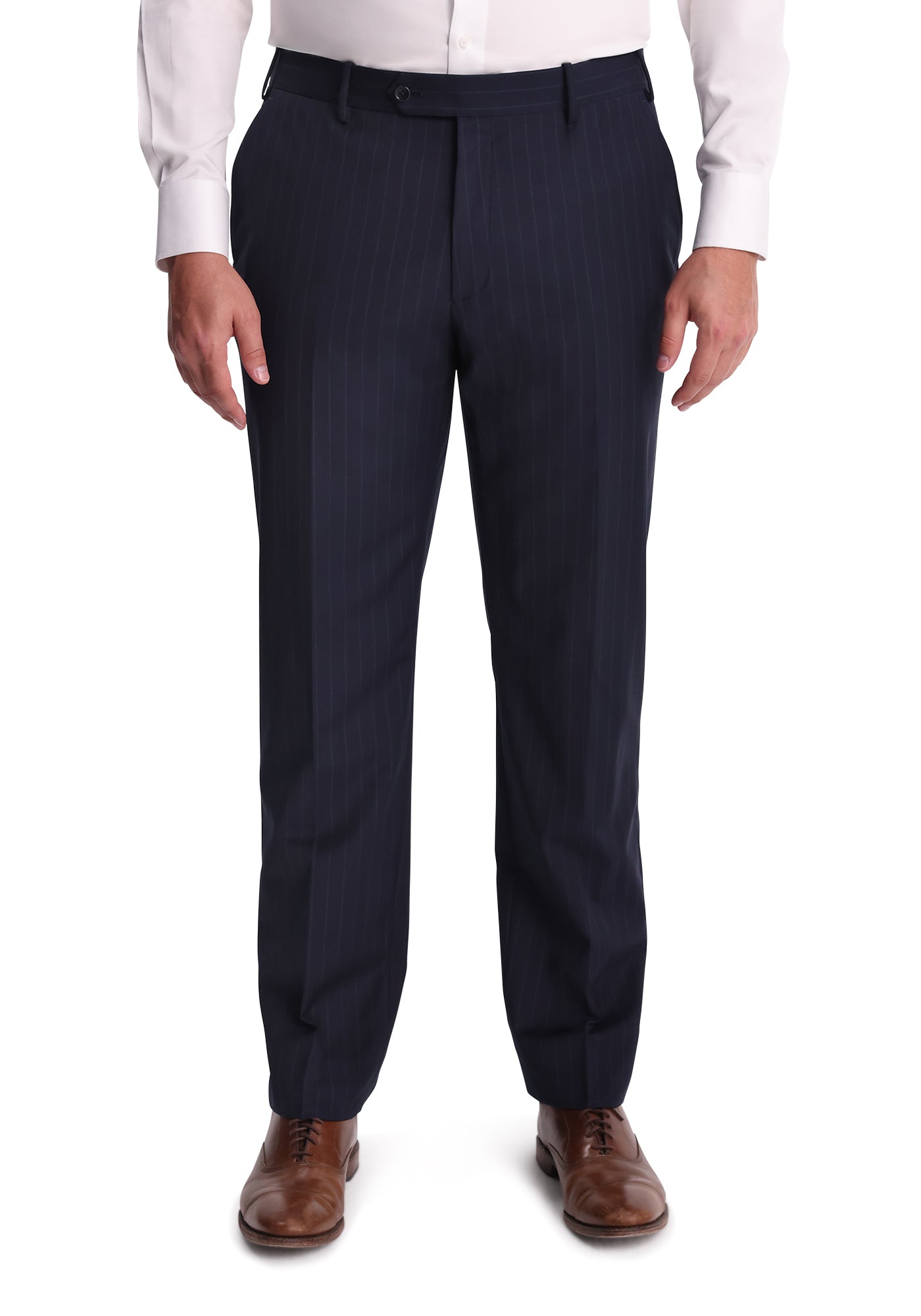 black dress pants and blue shirt Blue-on-Blue Pinstripe Stretch Fresco Custom Dress Pants
