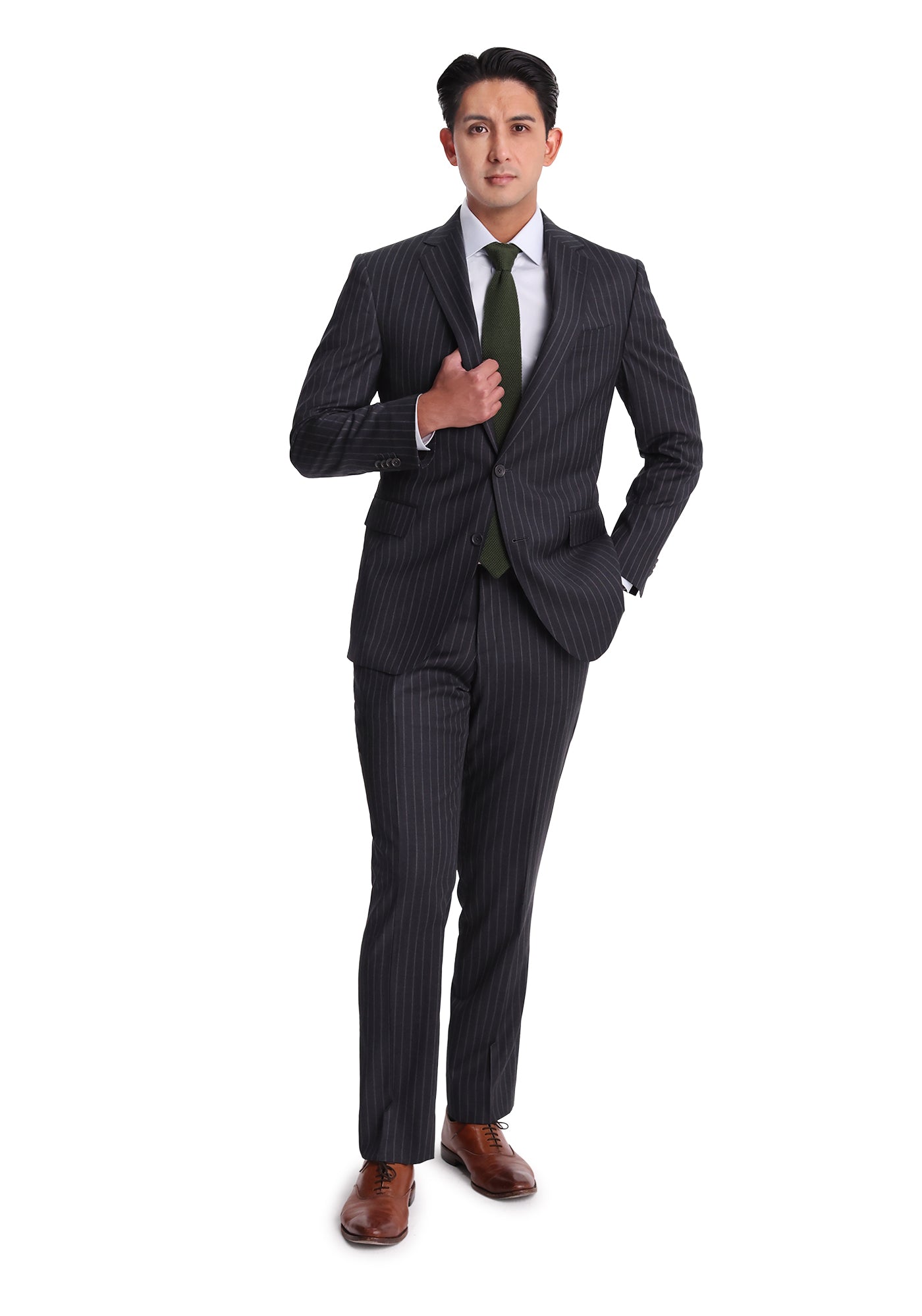 Stretch Charcoal Chalkstripe Blazer-2