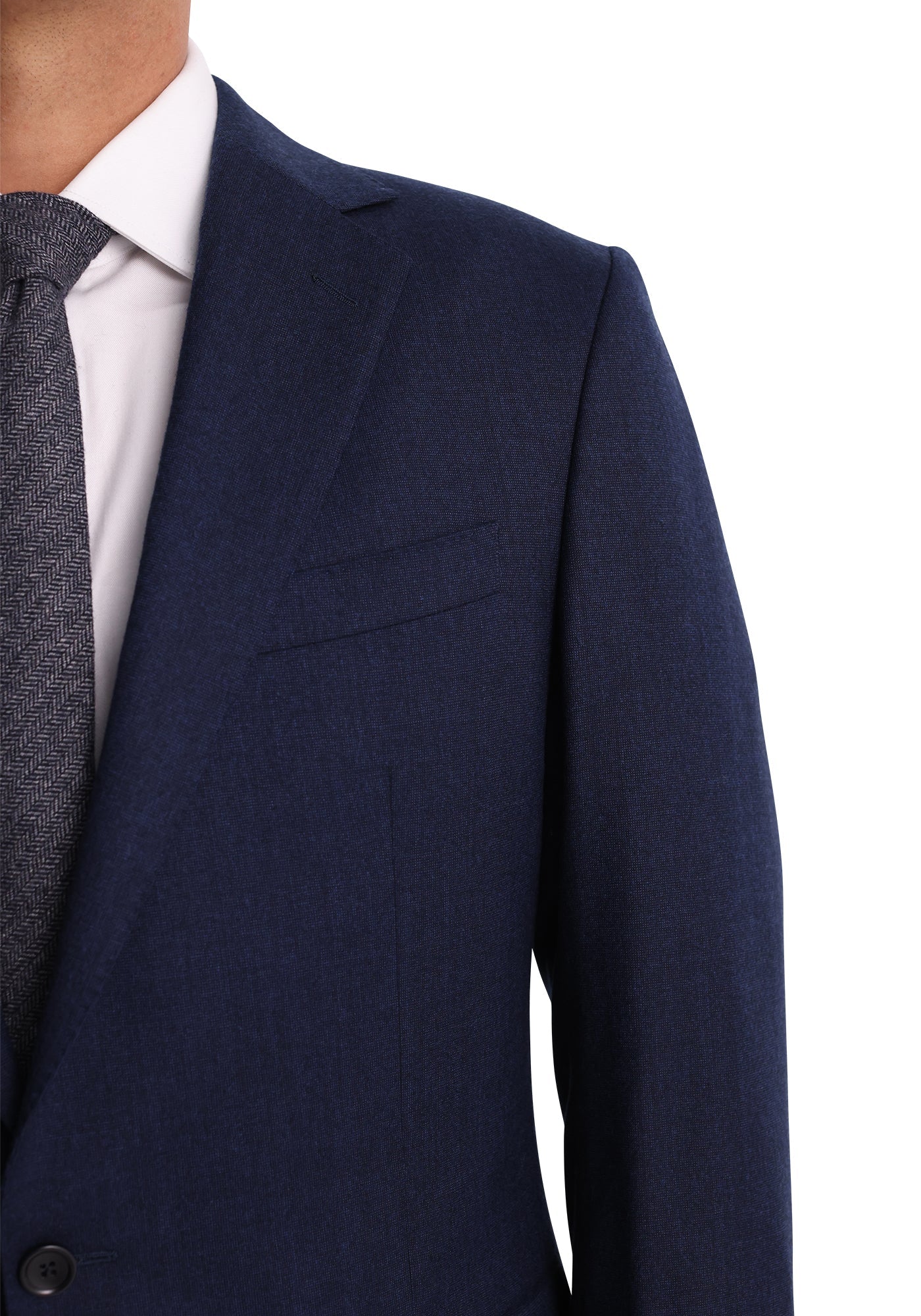 Blue Tick Weave Flannel Blazer-4