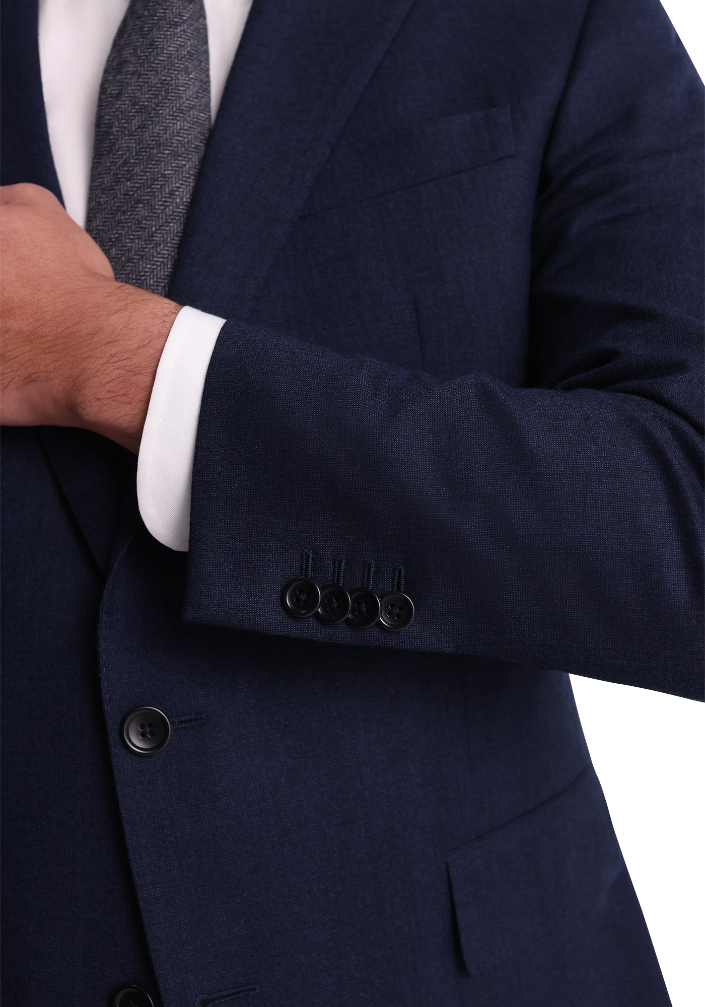 Blue Tick Weave Flannel Blazer-5