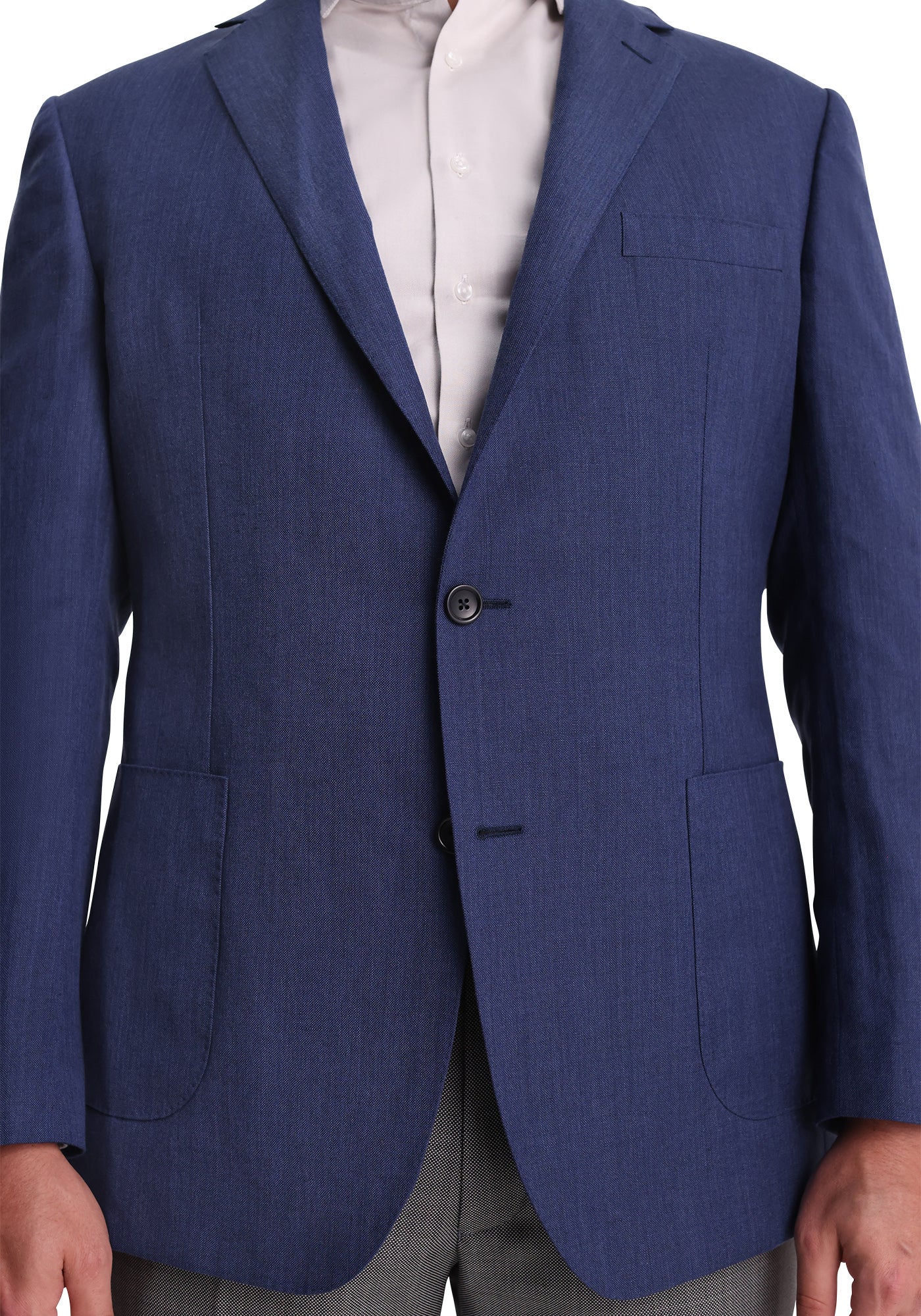 Navy Wool Silk Linen Blend Blazer-3