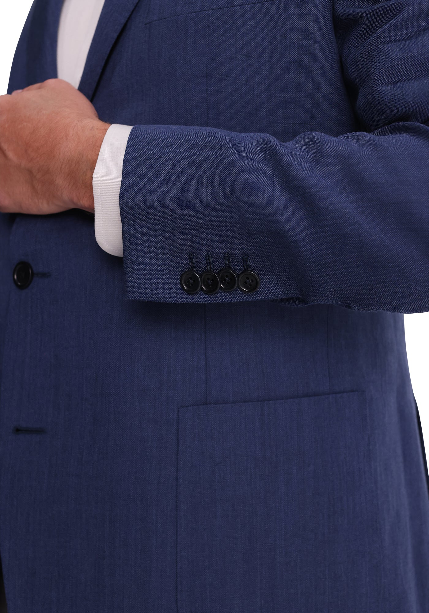 Navy Wool Silk Linen Blend Blazer-5