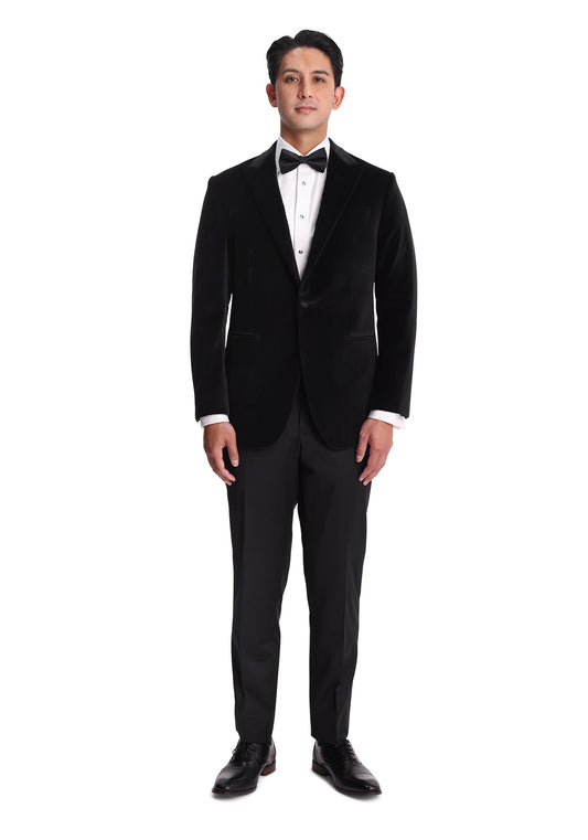 Deep Black Velvet Tuxedo Dinner Jacket-1