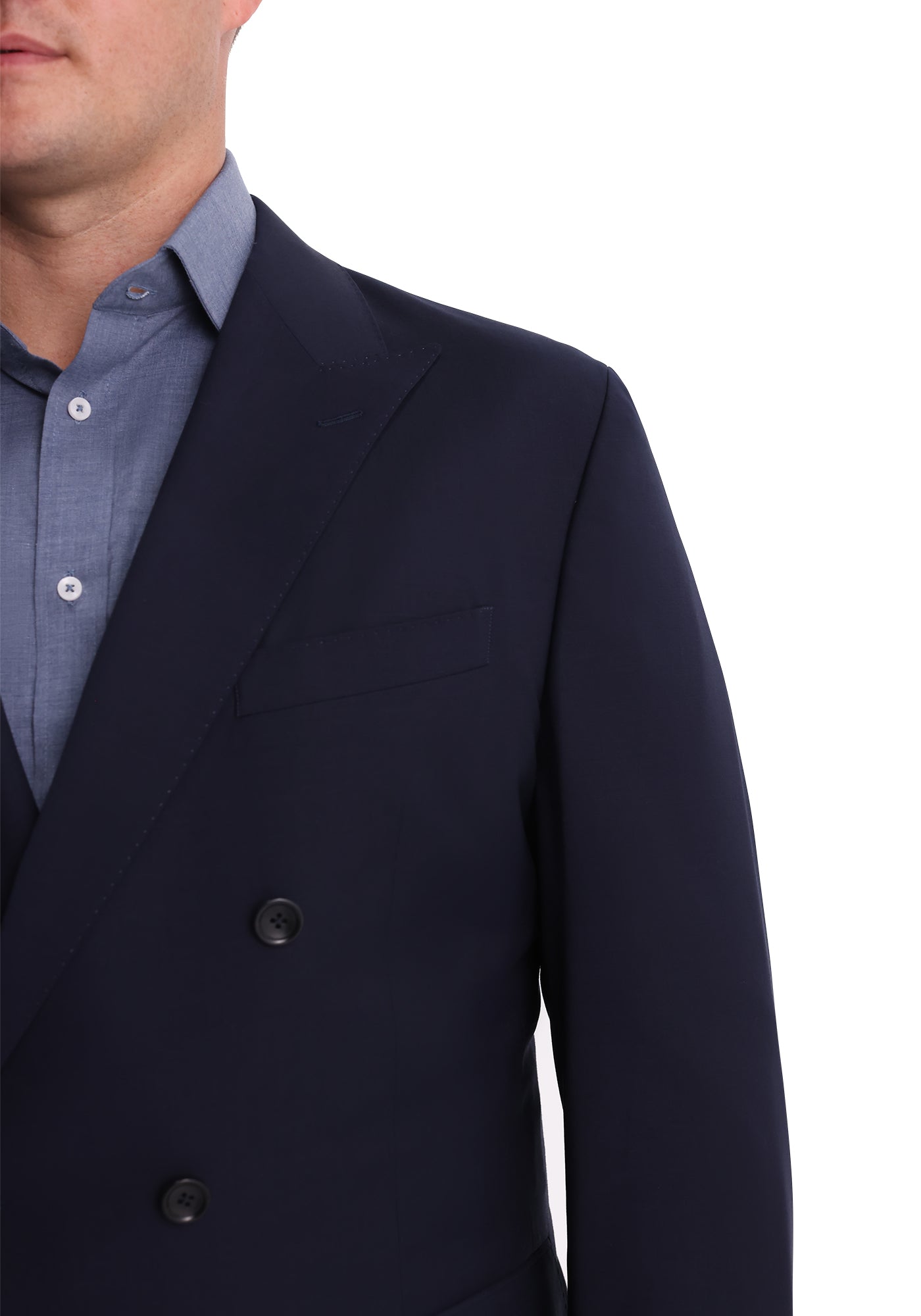 Navy Double Breasted Stretch Fresco Blazer-4