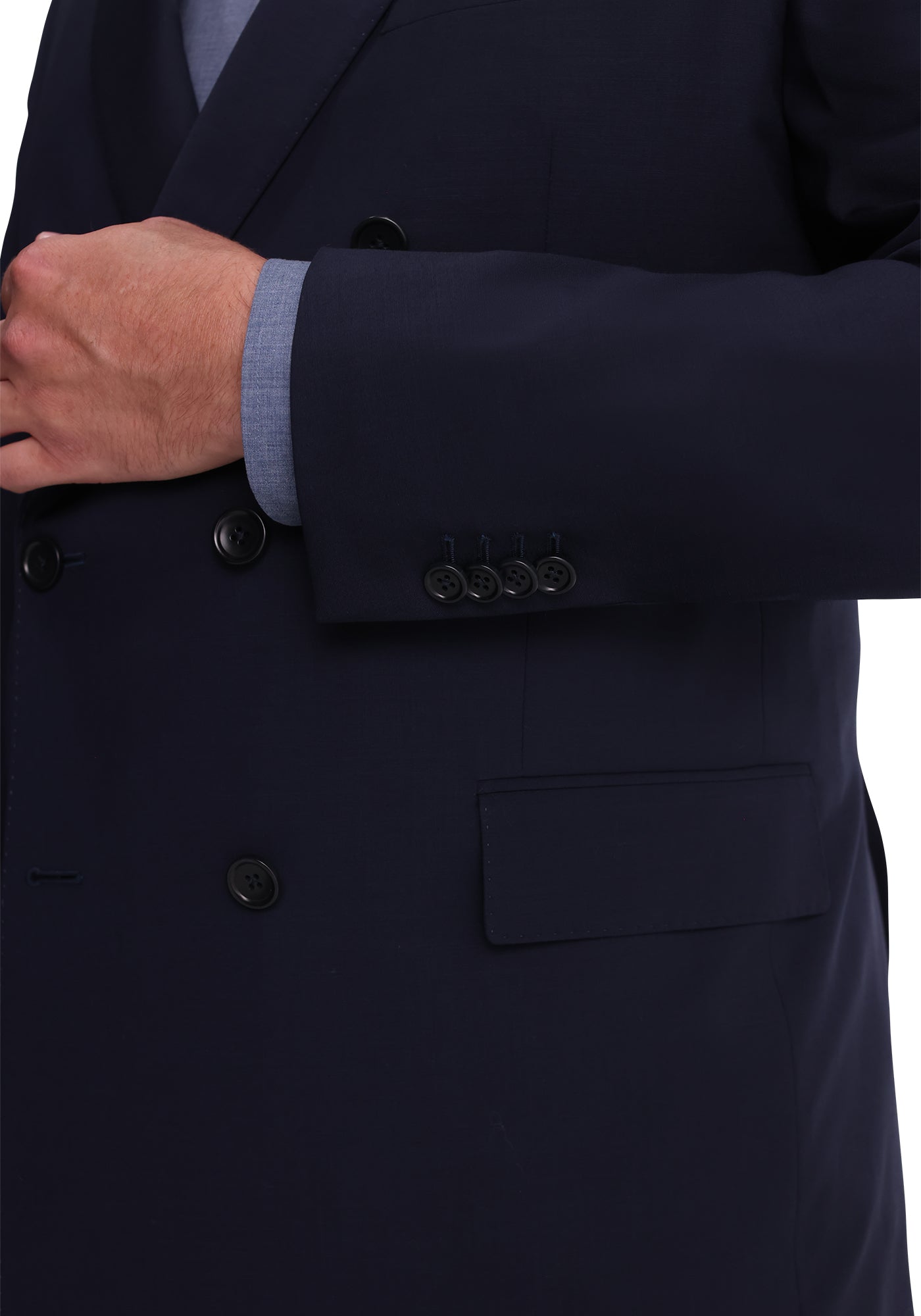 Navy Double Breasted Stretch Fresco Blazer-5