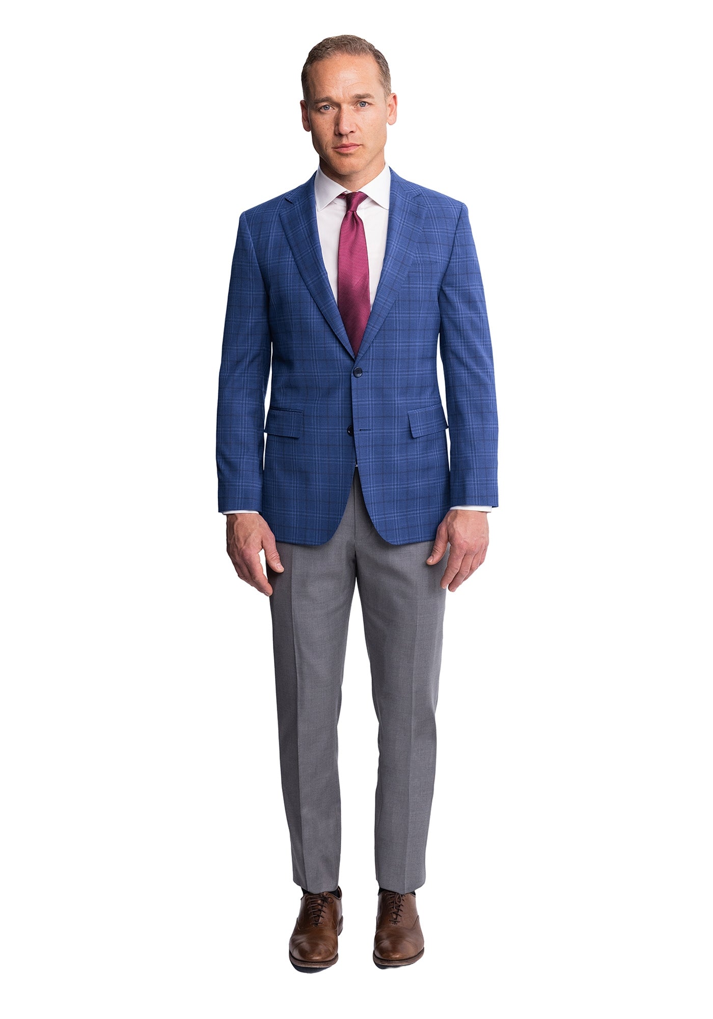 Blue Windowpane Tropical Wool Blazer