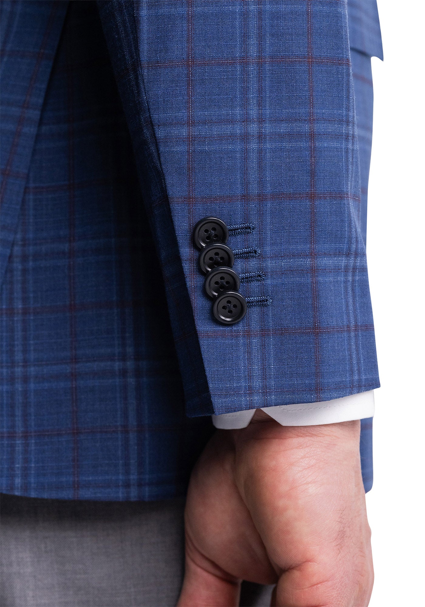 Blue Windowpane Tropical Wool Blazer