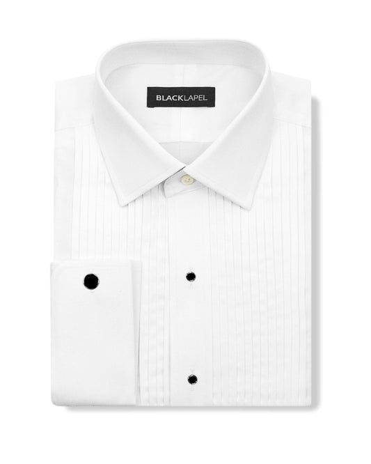 White Pleated Tuxedo Shirt