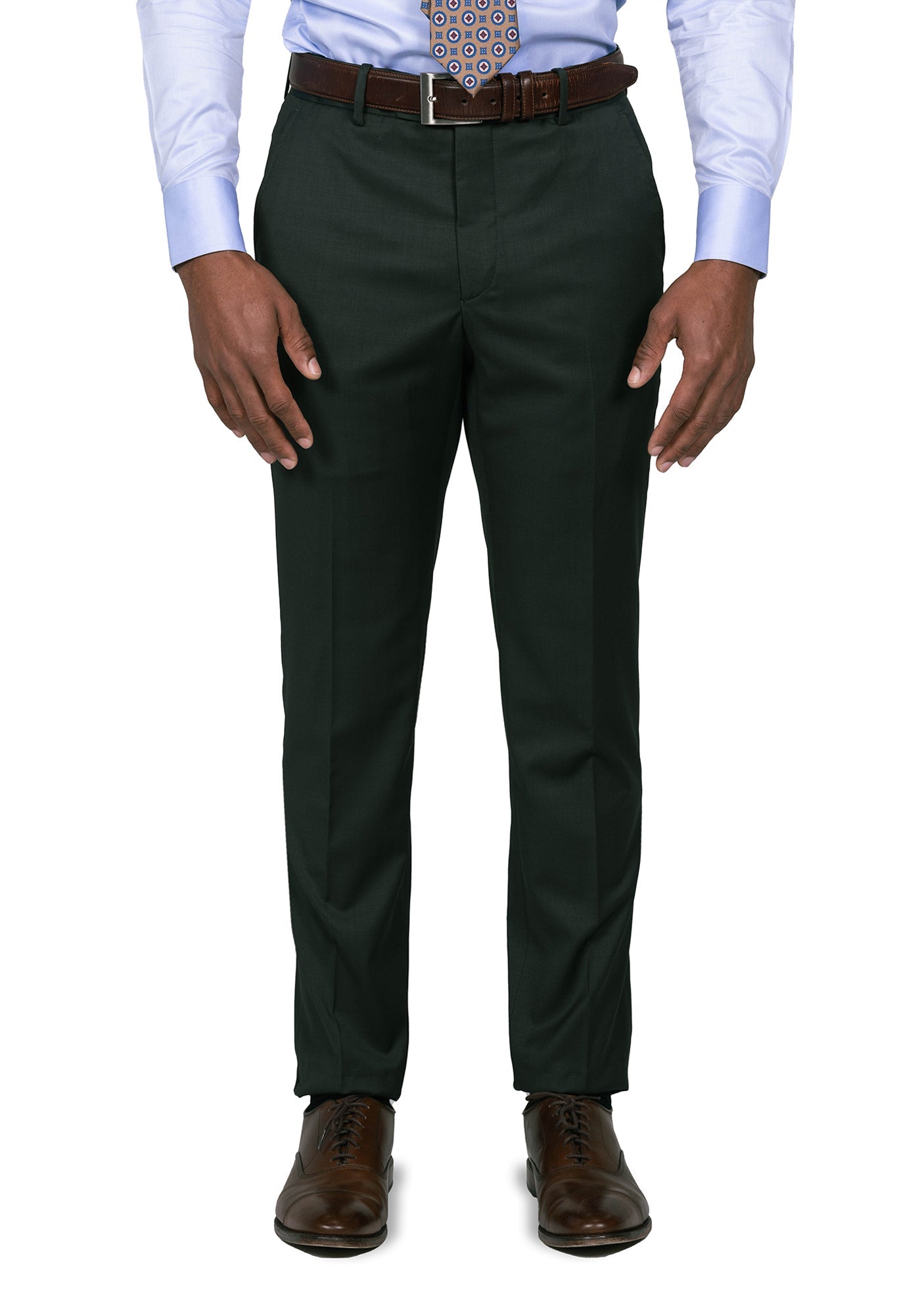 dark green dress pants mens Stretch Green Solid Custom Suit