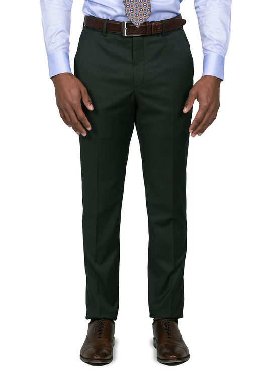 Stretch Green Solid Dress Pants 5