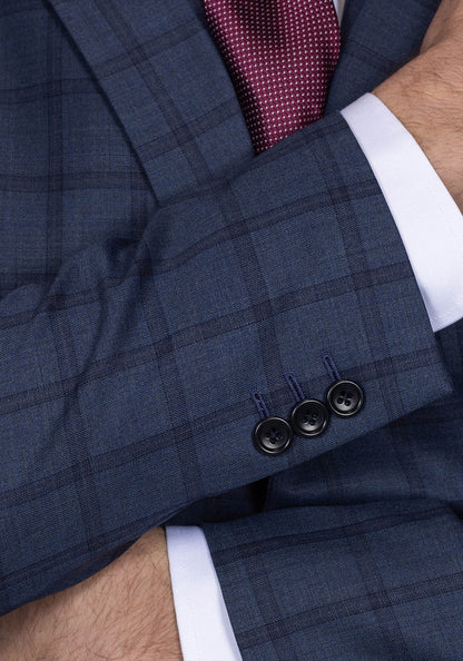 Slate Blue Windowpane Blazer 4