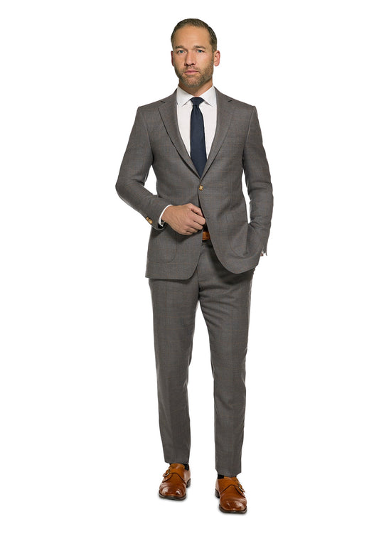 Grey and Tan Windowpane Flannel Suit 1