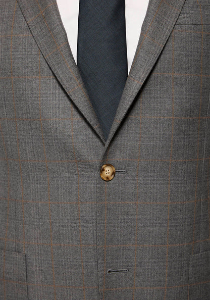 Grey and Tan Windowpane Flannel Suit 9