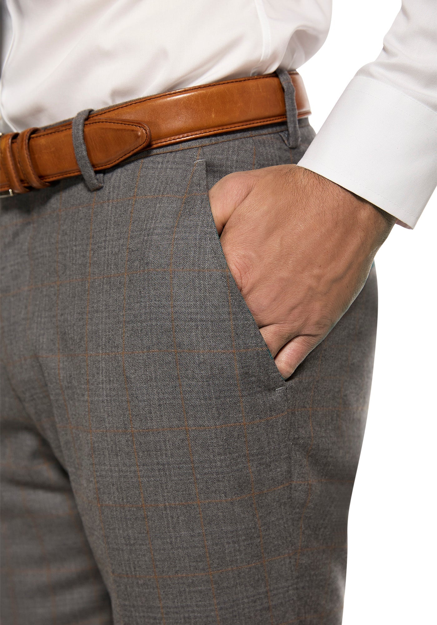 Grey and Tan Windowpane Flannel Custom Suit Grey and Tan Windowpane Flannel Custom Suit