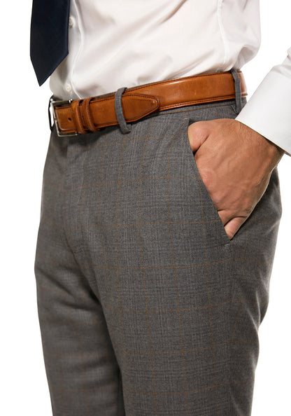 Grey and Tan Windowpane Flannel Suit 8