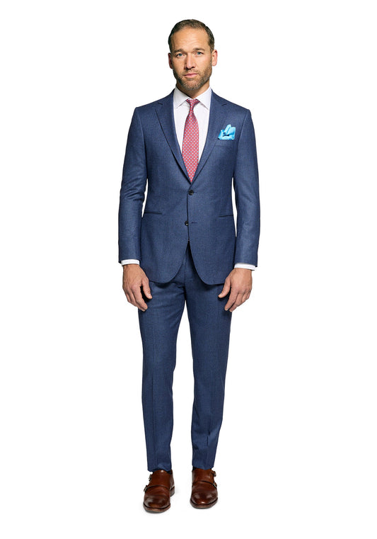 Blue Houndstooth Wool Flannel Suit 1