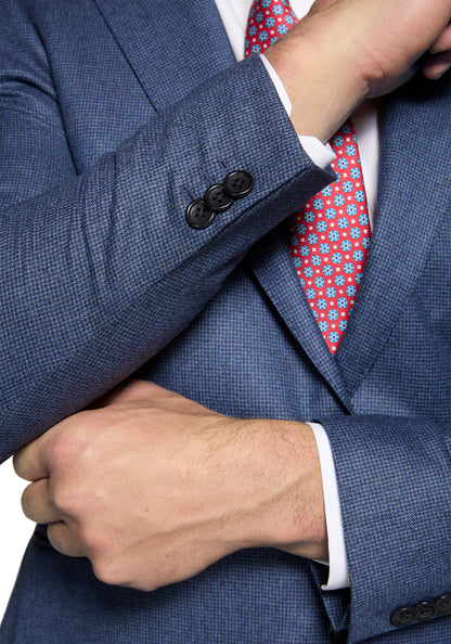 Blue Houndstooth Wool Flannel Blazer 3