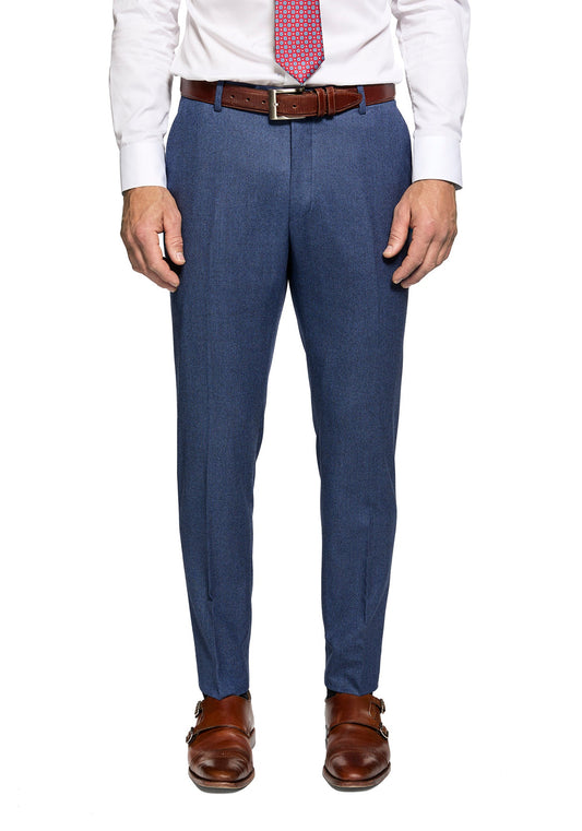 Blue Houndstooth Wool Flannel Dress Pants 5