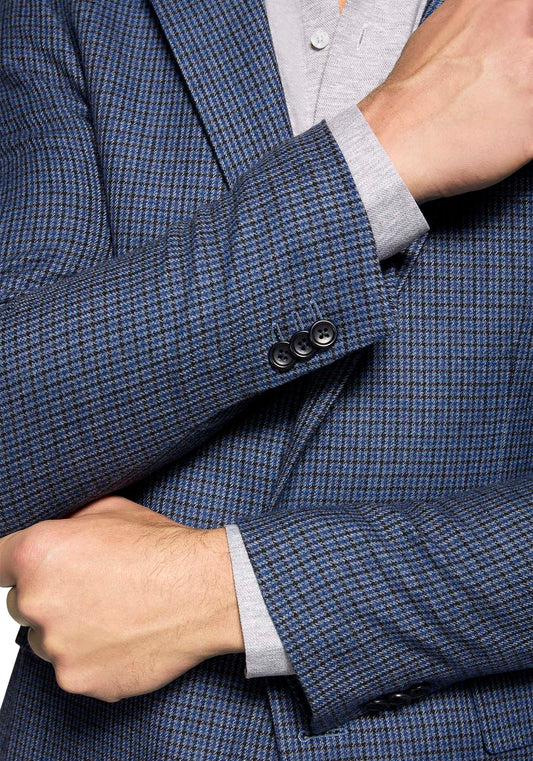 Steel Blue Houndstooth Flannel Blazer 1