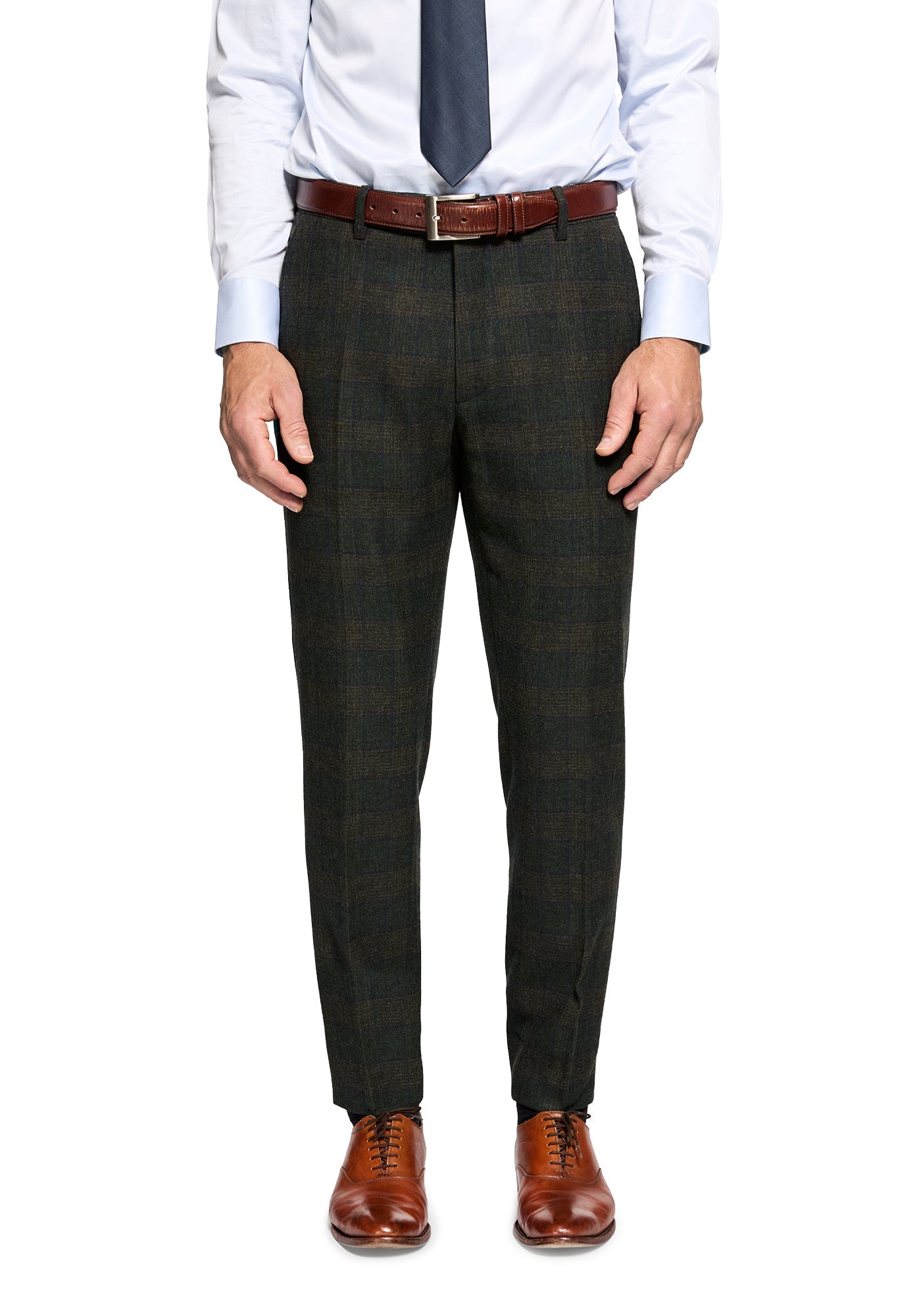 Lambswool Green Windowpane Custom Dress Pants – Black Lapel