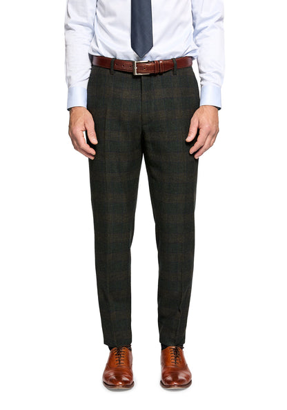 Lambswool Green Windowpane Dress Pants 7