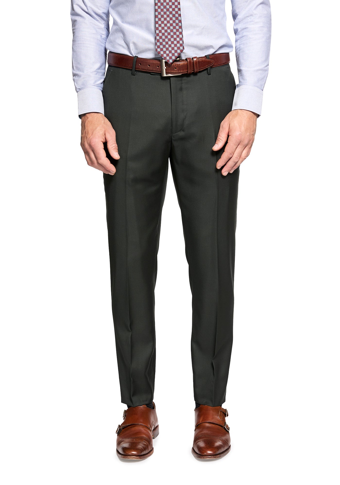 Hunter Green Custom Dress Pants – Black Lapel