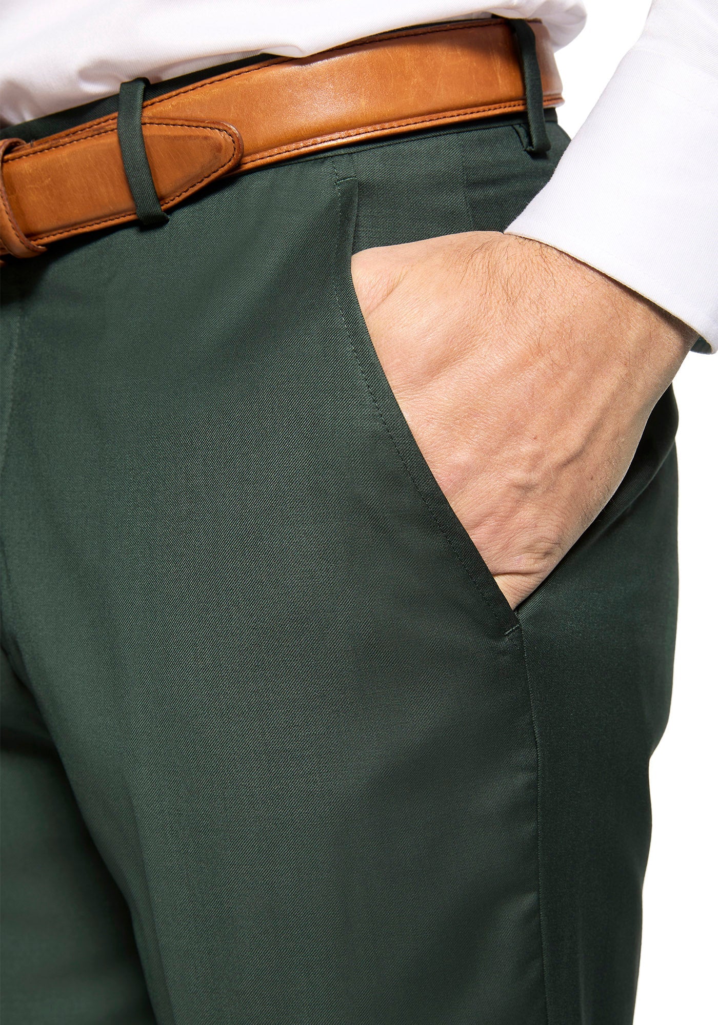 Solid Forest Green Custom Dress Pants – Black Lapel