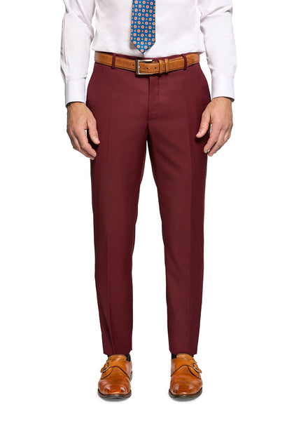 The Veritas Solid Burgundy Dress Pants