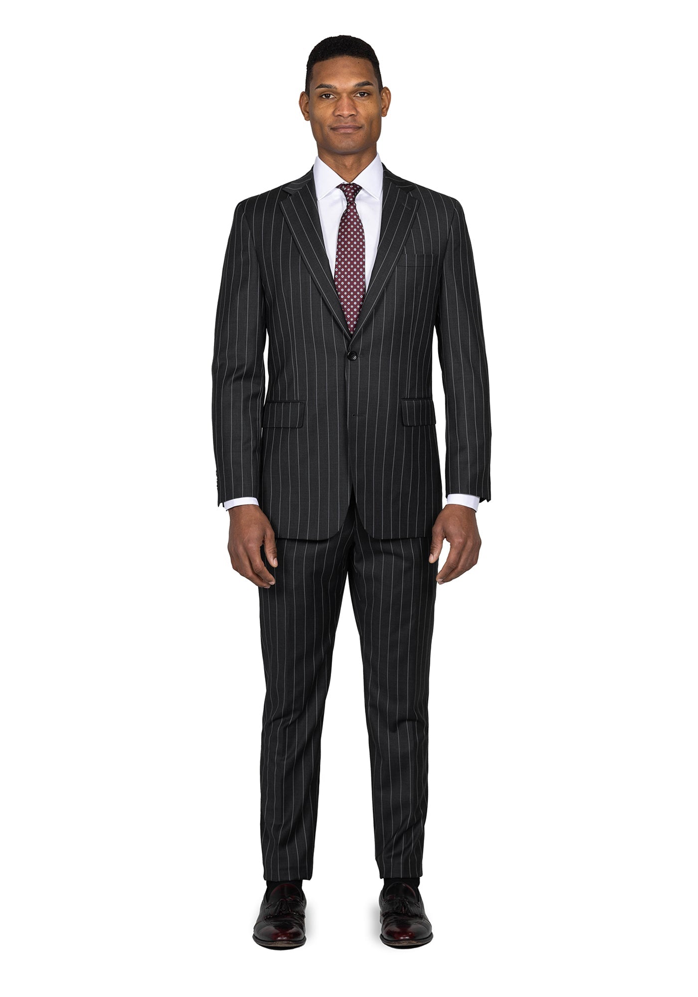 Stretch Black Chalk Stripe Blazer 1
