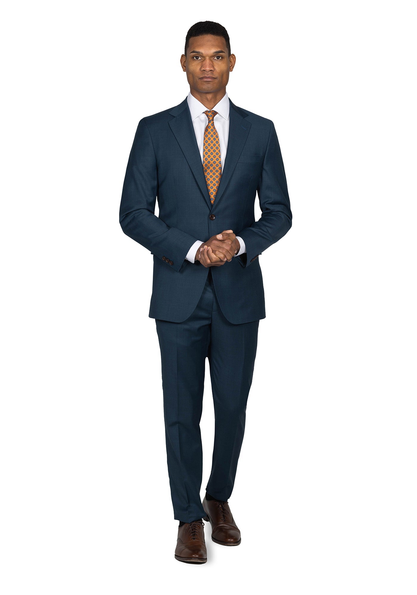 Dark Teal Houndstooth Custom Blazer – Black Lapel