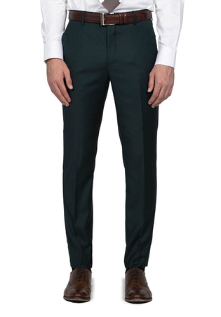 men's dark green dress pants Forest Twill Custom – Black Lapel Wedding_Guest_Mask Primavera Couture 3754 Size and classic front pleats Color:Babe