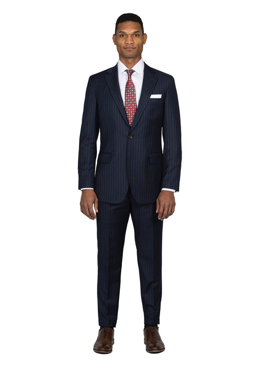 Navy Chalk Stripe Suit 1
