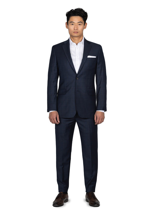 Navy and Maroon Glen Plaid Suit 1
