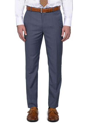 Slate Blue Nail Head Custom Dress Pants – Black Lapel