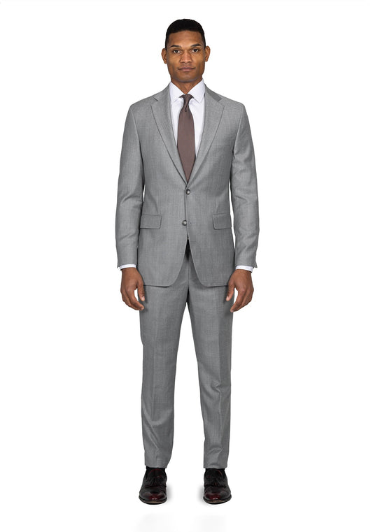 Heather Light Grey Twill Suit 1