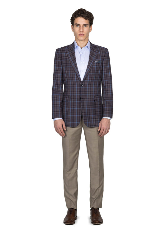 Maroon And Blue Plaid Blazer 1
