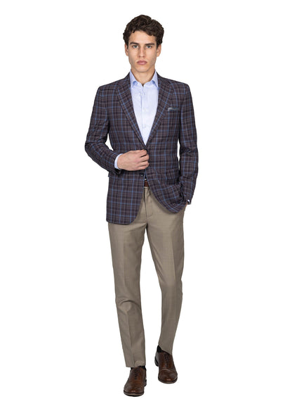 Maroon And Blue Plaid Blazer 2