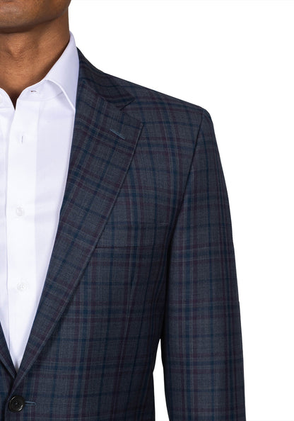 Grey And Maroon Plaid Blazer 3