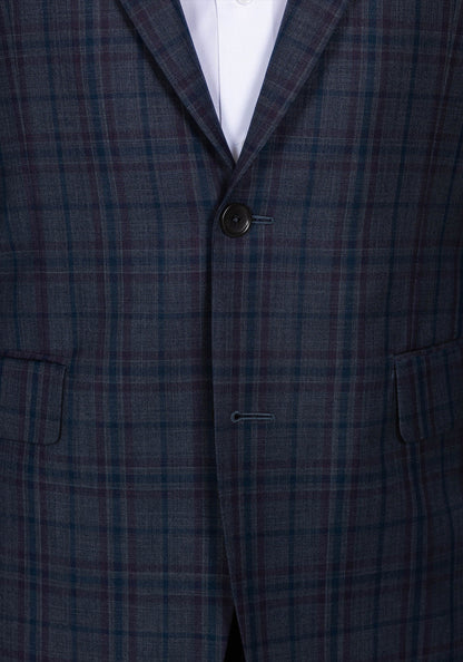 Grey And Maroon Plaid Blazer 4